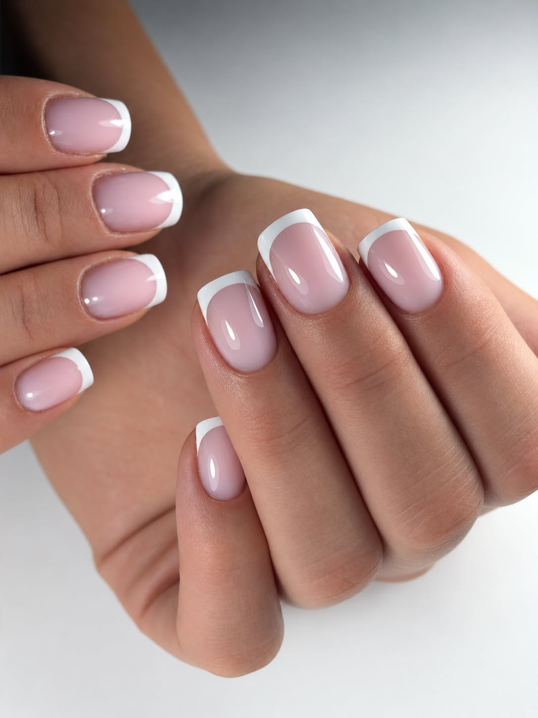 Klassische French Manicure – perfekte weiße Spitzen